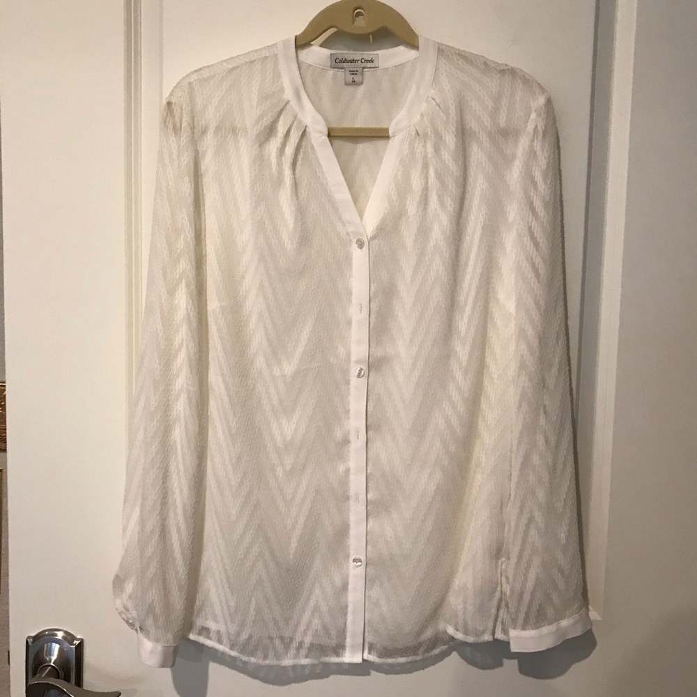Coldwater Creek Sheer Chevron Blouse L-14
